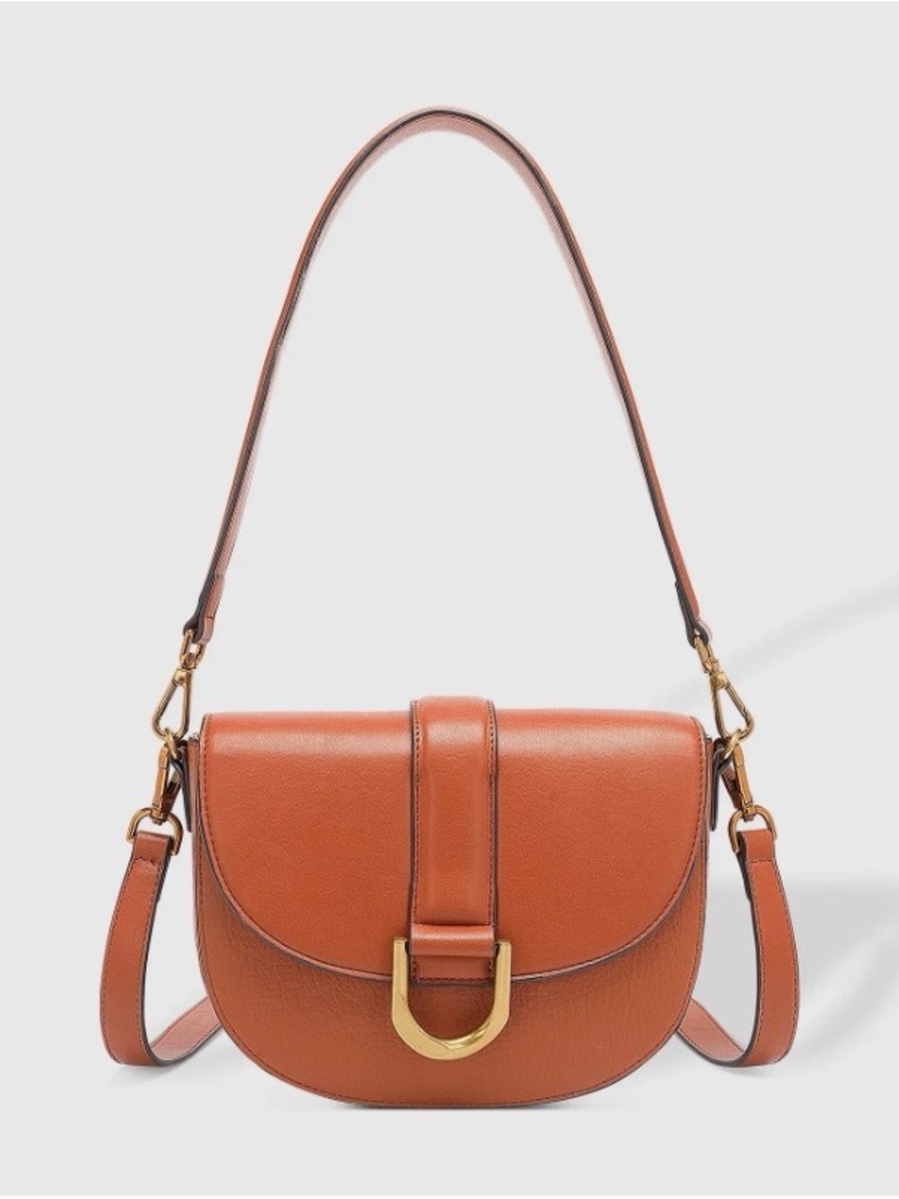 Louenhide| Structured Saddle Crossbody Bag in Cognac